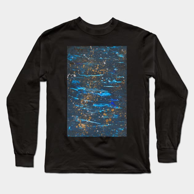 Abstract in Blue and Gold Long Sleeve T-Shirt by artdamnit